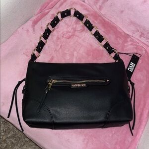 Madden NYC Black Shoulder Bag W/Gold Hardware. NWT
